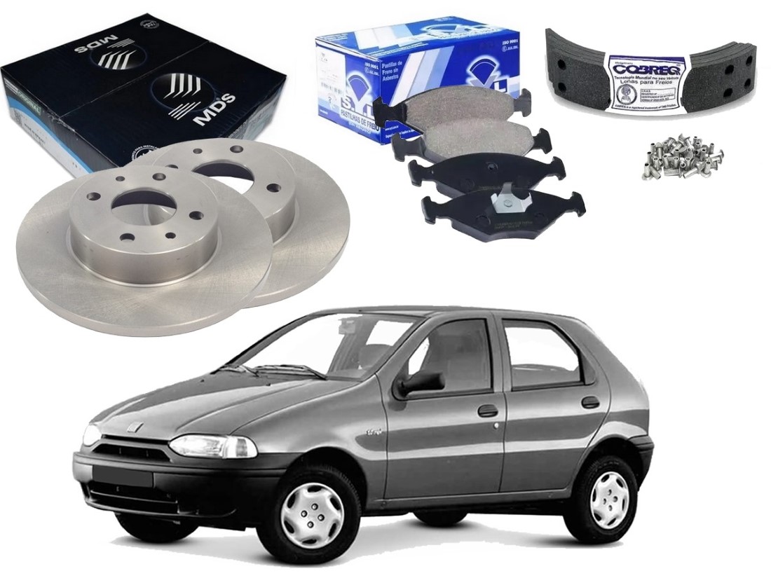  KIT DISCO LONA PASTILHA FREIO SYL FIAT PALIO 1.0 1996 A 2000