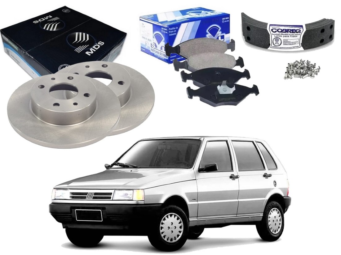  KIT DISCO LONA PASTILHA FREIO SYL FIAT UNO 1.0 1.3 1.5 1.6 1991 A 2003