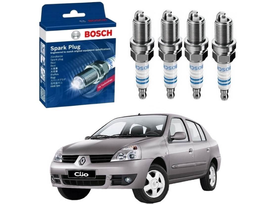  JOGO VELAS IGNIÇÃO BOSCH RENAULT CLIO SEDAN 1.6 16V 2004 A 2007