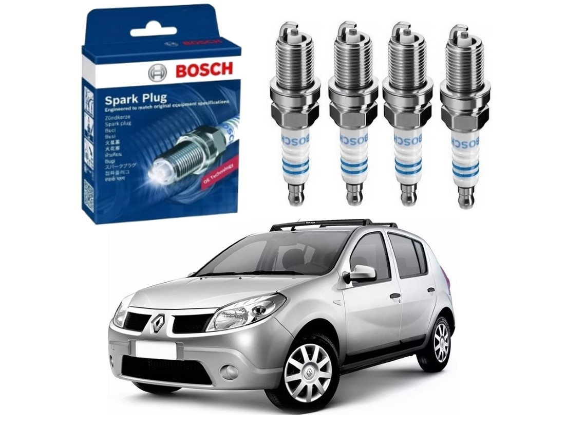  JOGO VELAS IGNIÇÃO BOSCH RENAULT SANDERO 1.6 16V 2007 A 2013