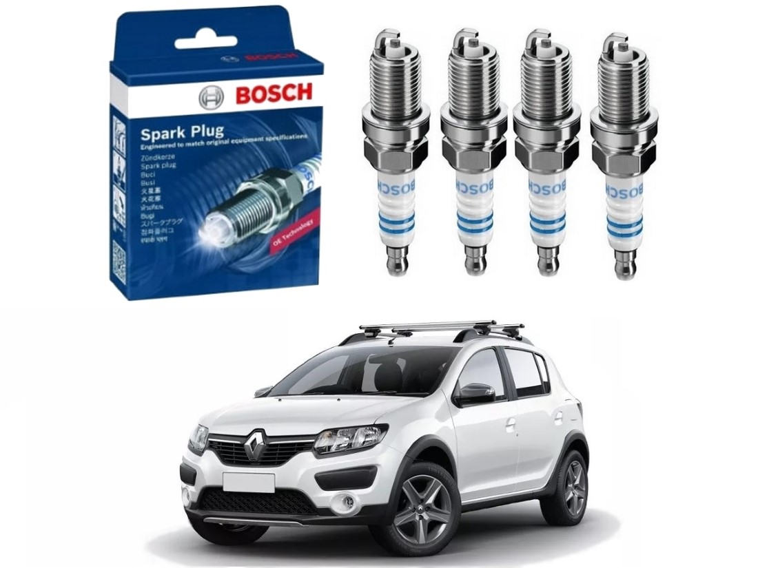  JOGO VELAS IGNIÇÃO BOSCH RENAULT SANDERO STEPWAY 1.6 16V 2014 A 2015