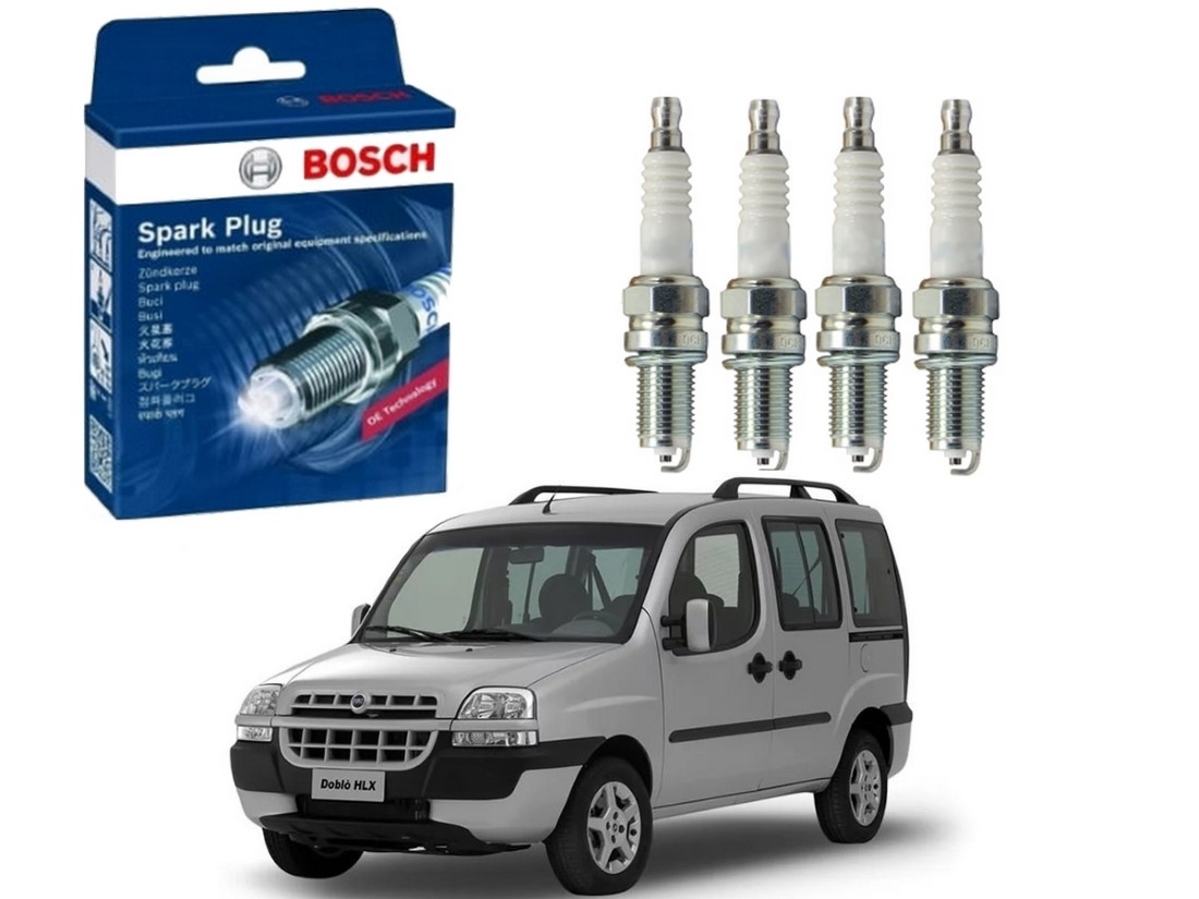  JOGO VELAS BOSCH FIAT DOBLO 1.3 16V 2002 A 2006