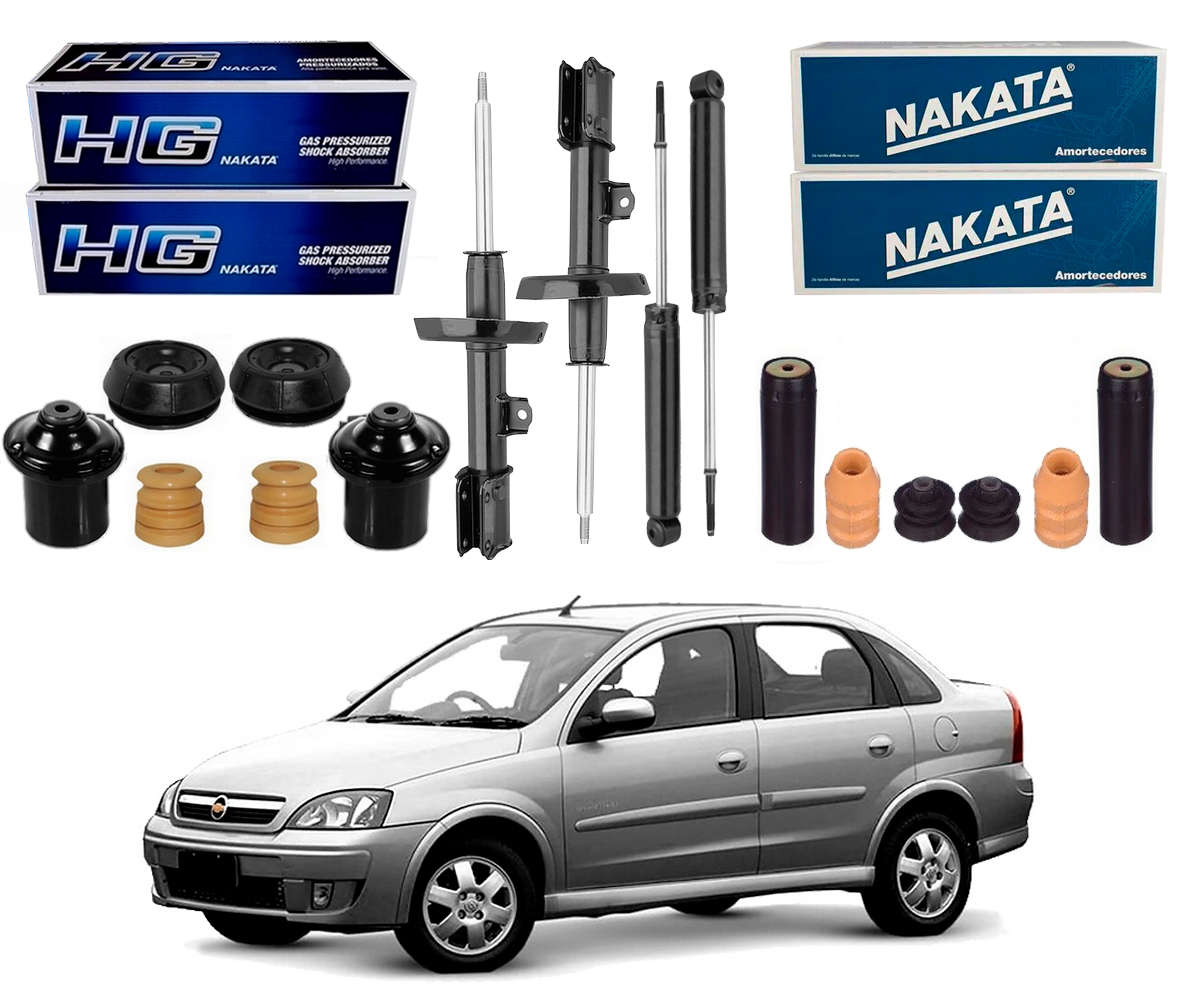  KIT AMORTECEDOR DIANTEIRO TRASEIRO NAKATA CHEVROLET CORSA NOVO SEDAN 1.0 2002 A 2012