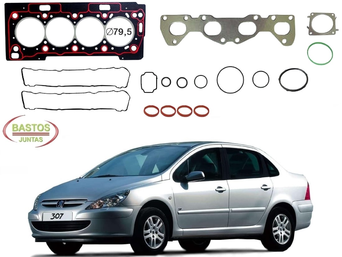  JOGO JUNTA CABEÇOTE BASTOS PEUGEOT 307 SEDAN 1.6 16V 2001 A 2006