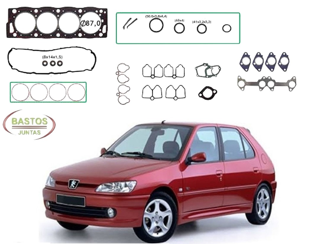  JOGO JUNTA CABEÇOTE BASTOS PEUGEOT 306 2.0 8V 1993 A 1997