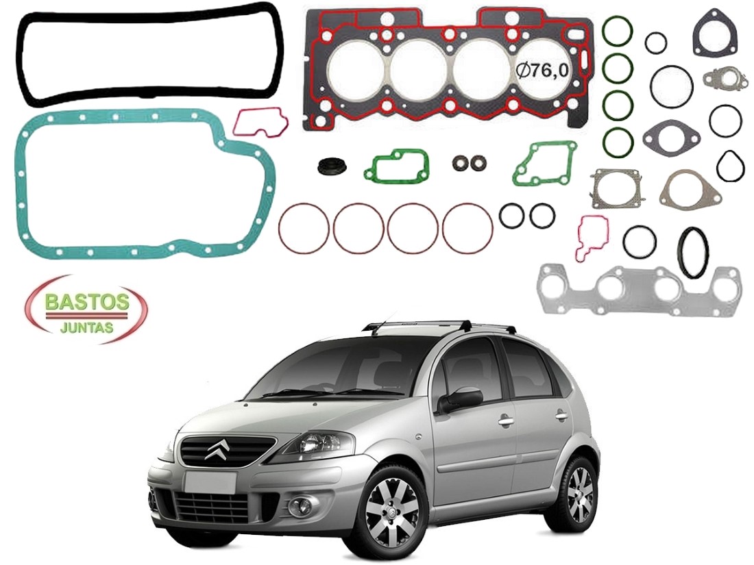  JOGO JUNTA MOTOR BASTOS CITROËN C3 1.4 8V 2003 A 2012