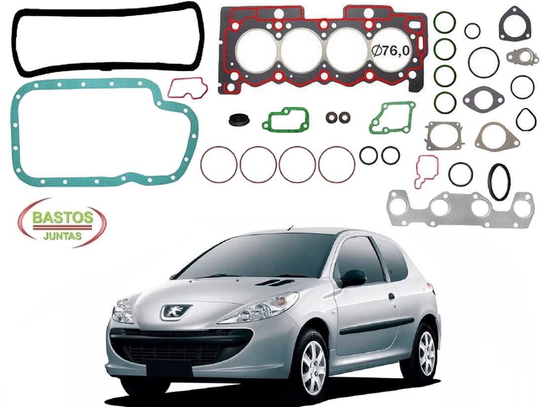  JOGO JUNTA MOTOR BASTOS PEUGEOT 207 1.4 8V 2008 A 2012