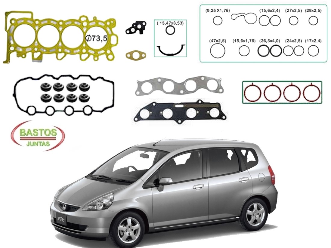  JOGO JUNTA MOTOR BASTOS HONDA FIT 1.4 2003 A 2008