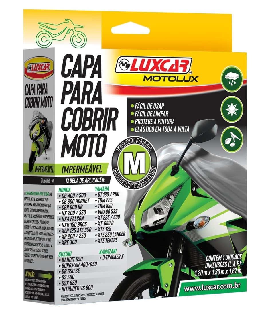 CAPA PARA COBRIR MOTO IMPERMEÁVEL LUXCAR TAMANHO M MOTOLUX