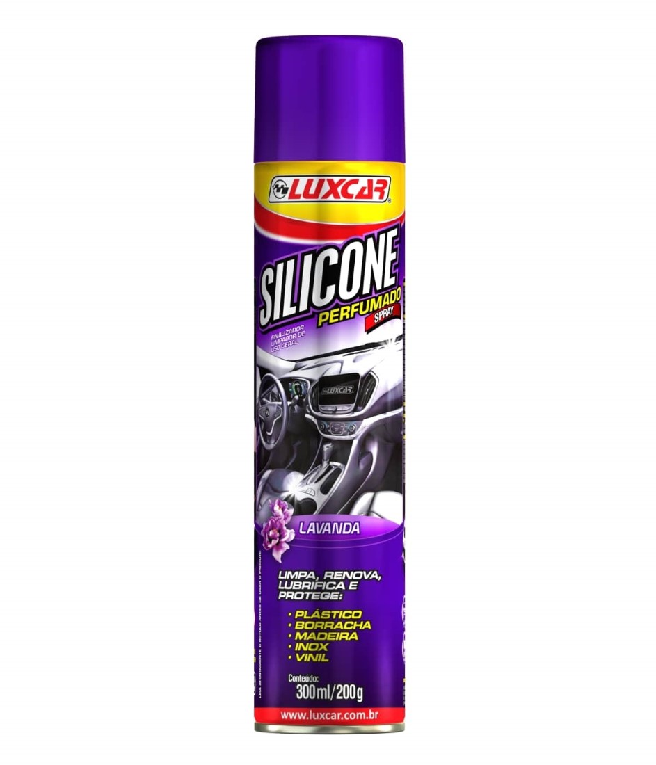 SILICONE PERFUMADO SPRAY LAVANDA LUXCAR 300ML PROTEÇÃO PARA PLÁSTICO BORRACHA MADEIRA INOX E VINIL