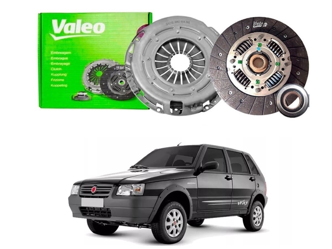  KIT EMBREAGEM PLATO DISCO ROLAMENTO VALEO ORIGINAL FIAT UNO WAY 1.0 2008 A 2013