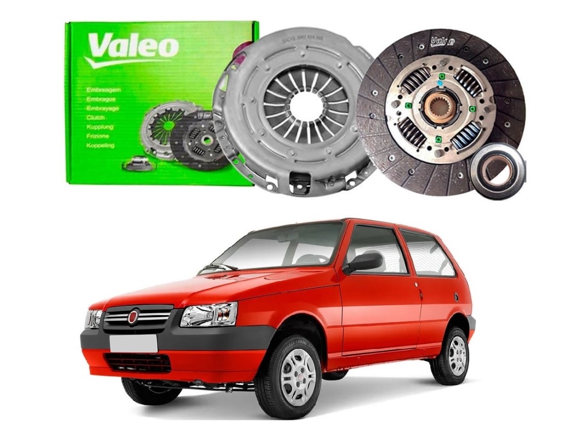  KIT EMBREAGEM PLATO DISCO ROLAMENTO VALEO ORIGINAL FIAT UNO 1.0 2004 A 2013