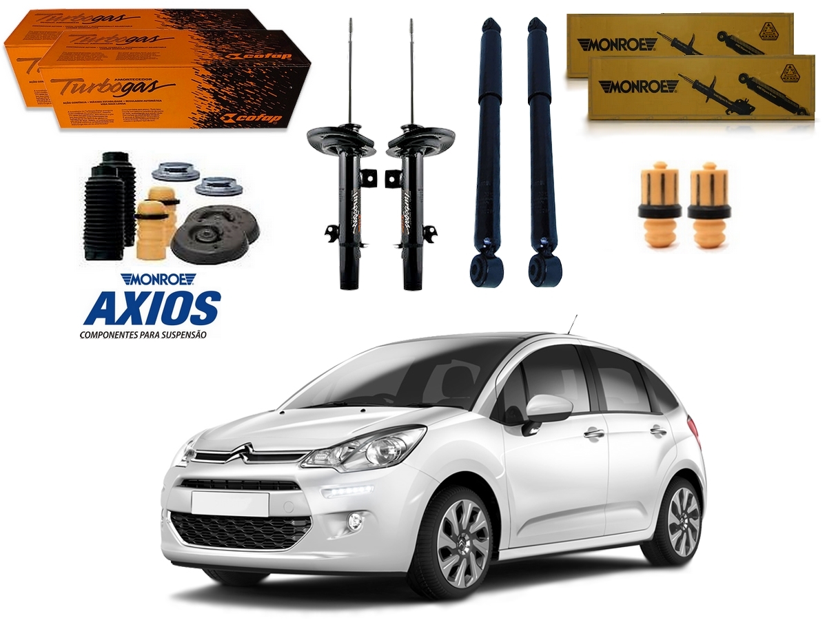  KIT AMORTECEDOR DIANTEIRO TRASEIRO COFAP MONROE AXIOS ORIGINAL CITROËN C3 MANUAL 1.5 1.6 2013 A 2019