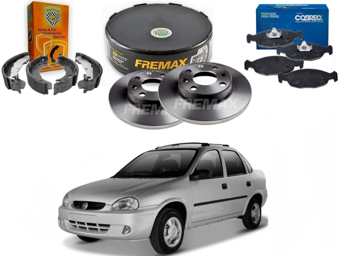  KIT DISCO PASTILHA FREIO DIANTEIRO COBREQ FREMAX MAZZICAR ORIGINAL CHEVROLET CORSA CLASSIC 1.0 2001