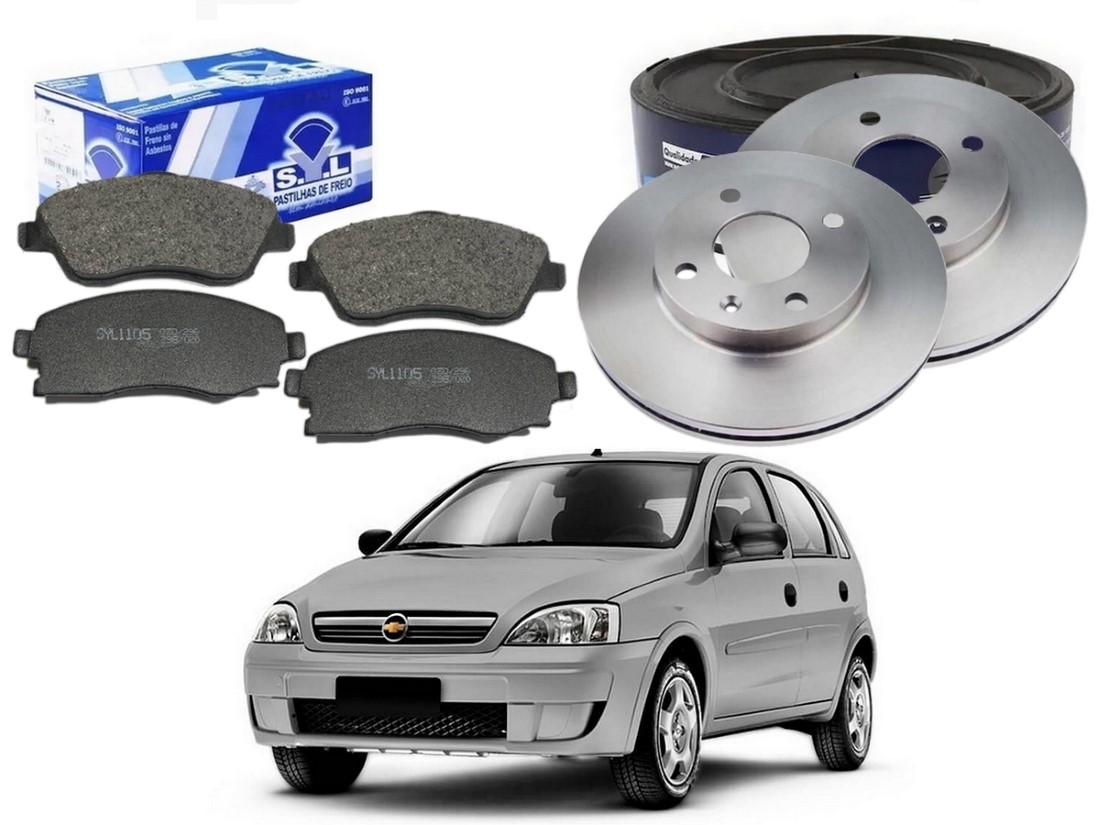  KIT DISCO PASTILHA FREIO DIANTEIRO SYL ORIGINAL CHEVROLET CORSA NOVO 1.0 2002 A 2010