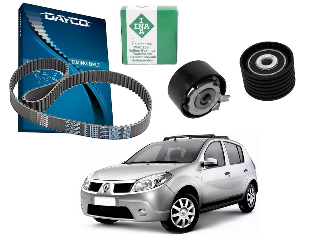  KIT CORREIA DENTADA TENSOR DAYCO INA ORIGINAL RENAULT SANDERO 1.6 16V 2007 A 2013