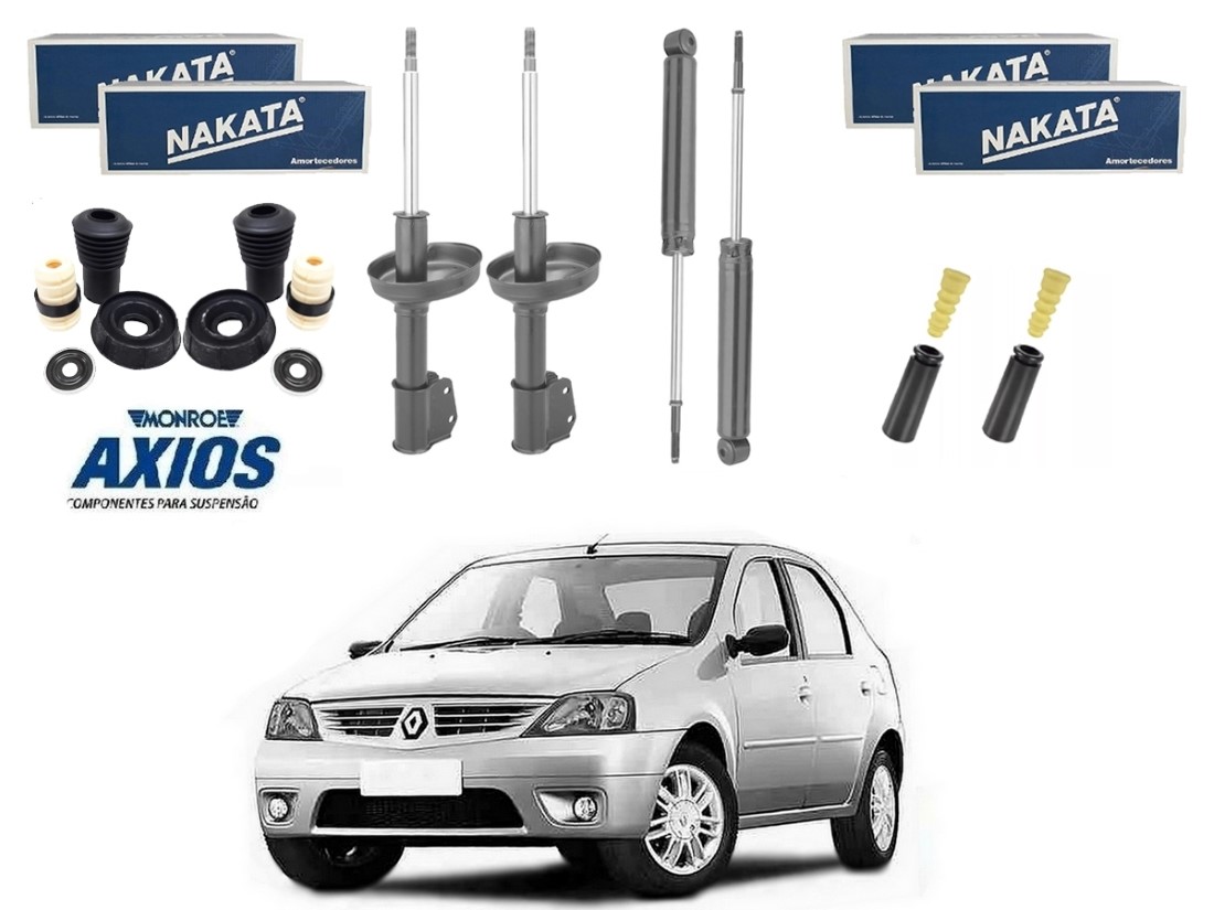  KIT AMORTECEDOR DIANTEIRO TRASEIRO NAKATA AXIOS ORIGINAL RENAULT LOGAN 1.0 1.6 2008 A 2010