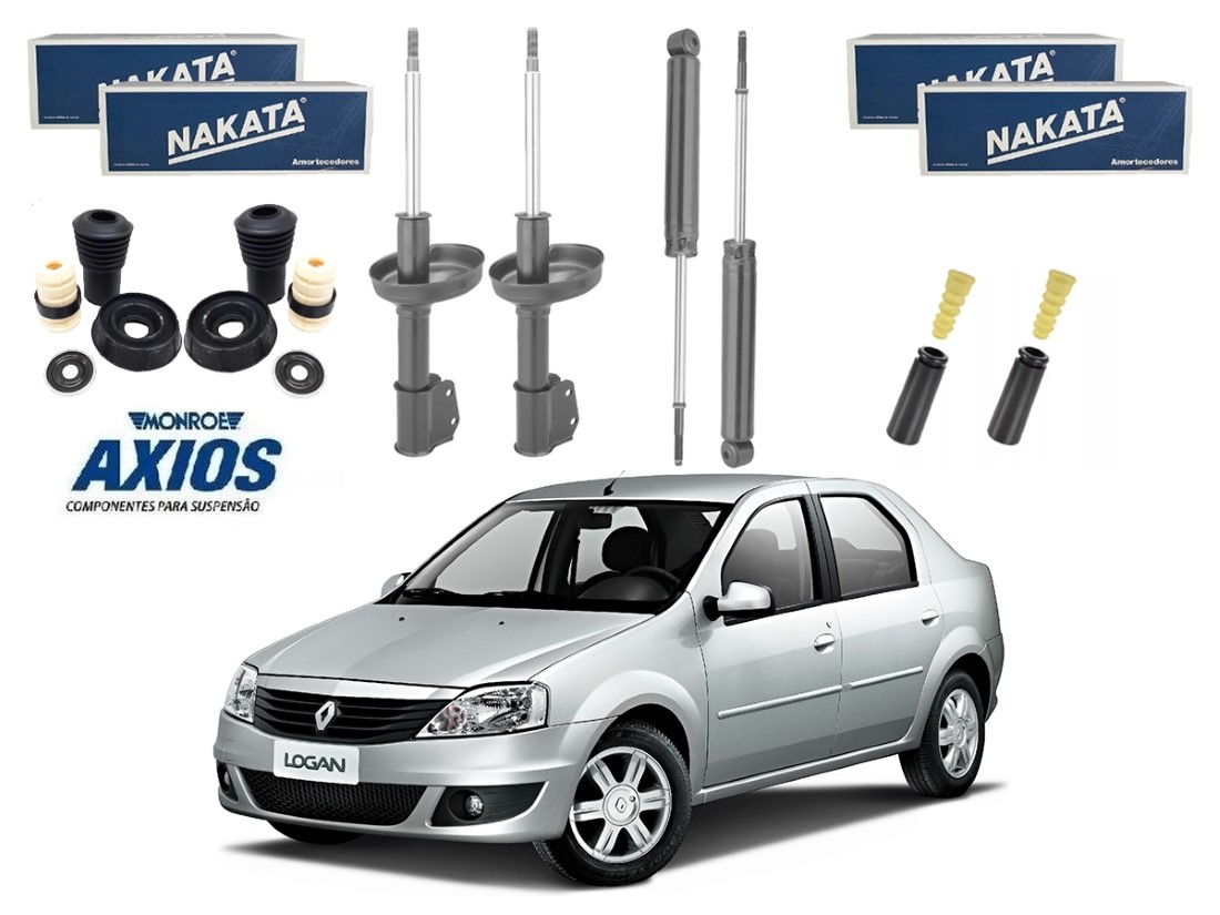  KIT AMORTECEDOR DIANTEIRO TRASEIRO NAKATA AXIOS ORIGINAL RENAULT LOGAN 1.0 1.6 2011 A 2013