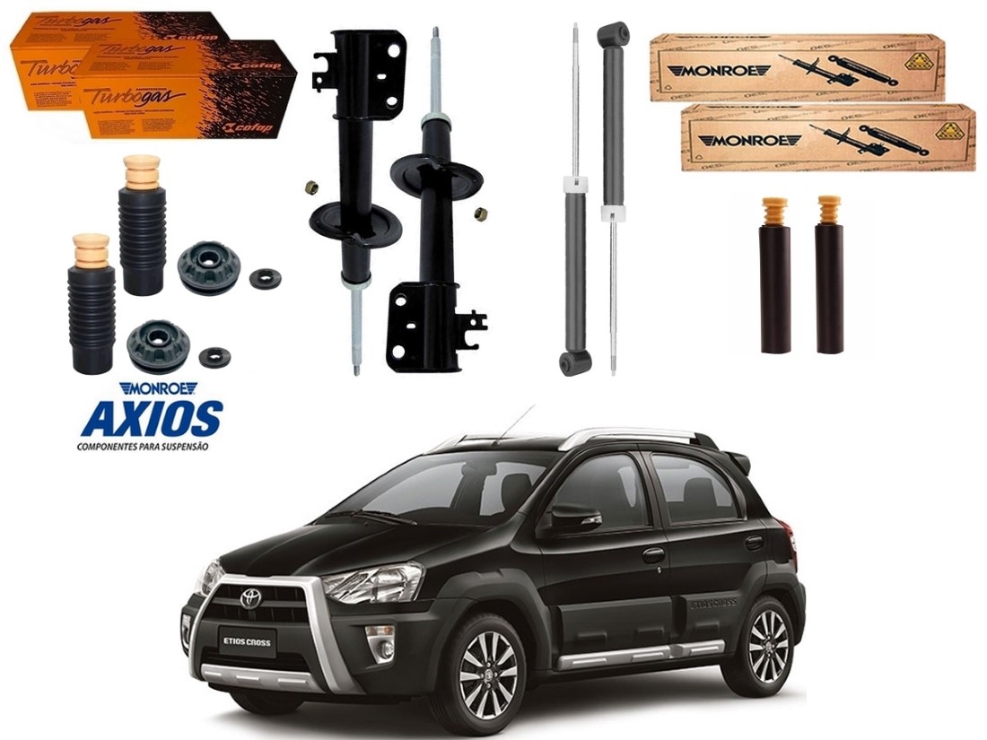  KIT AMORTECEDOR DIANTEIRO TRASEIRO MONROE COFAP ORIGINAL TOYOTA ETIOS CROSS 1.5 2014 A 2019