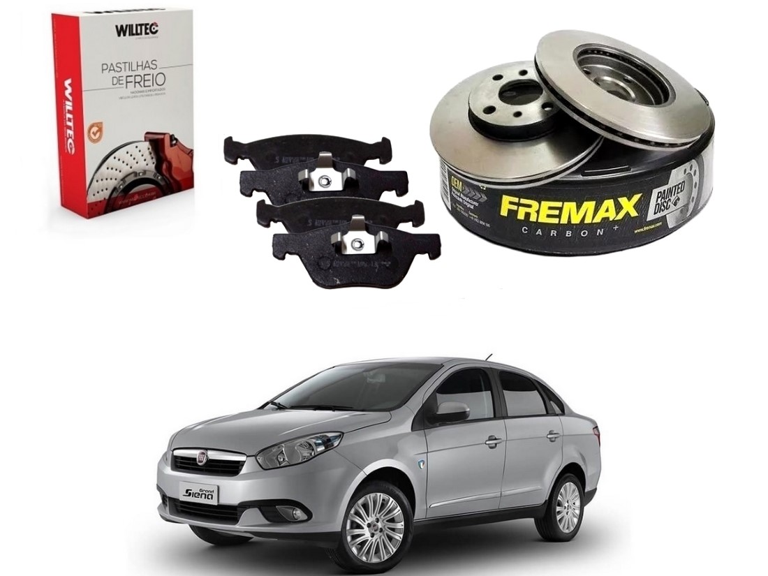  KIT DISCO PASTILHA FREIO DIANTEIRO WILLTEC FIAT GRAND SIENA 1.4 1.6 2012 A 2016