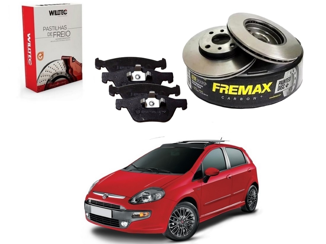  KIT DISCO PASTILHA FREIO DIANTEIRO WILLTEC FIAT PUNTO 1.4 1.8 2012 A 2017