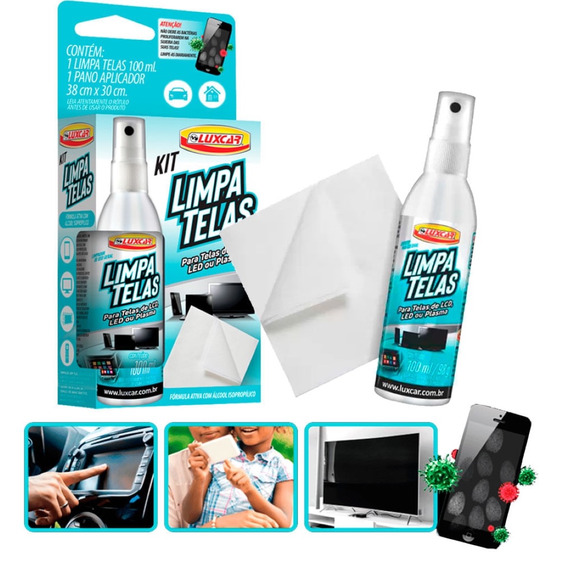 KIT LIMPA TELAS LUXCAR LIMPEZA AUTOMOTIVA