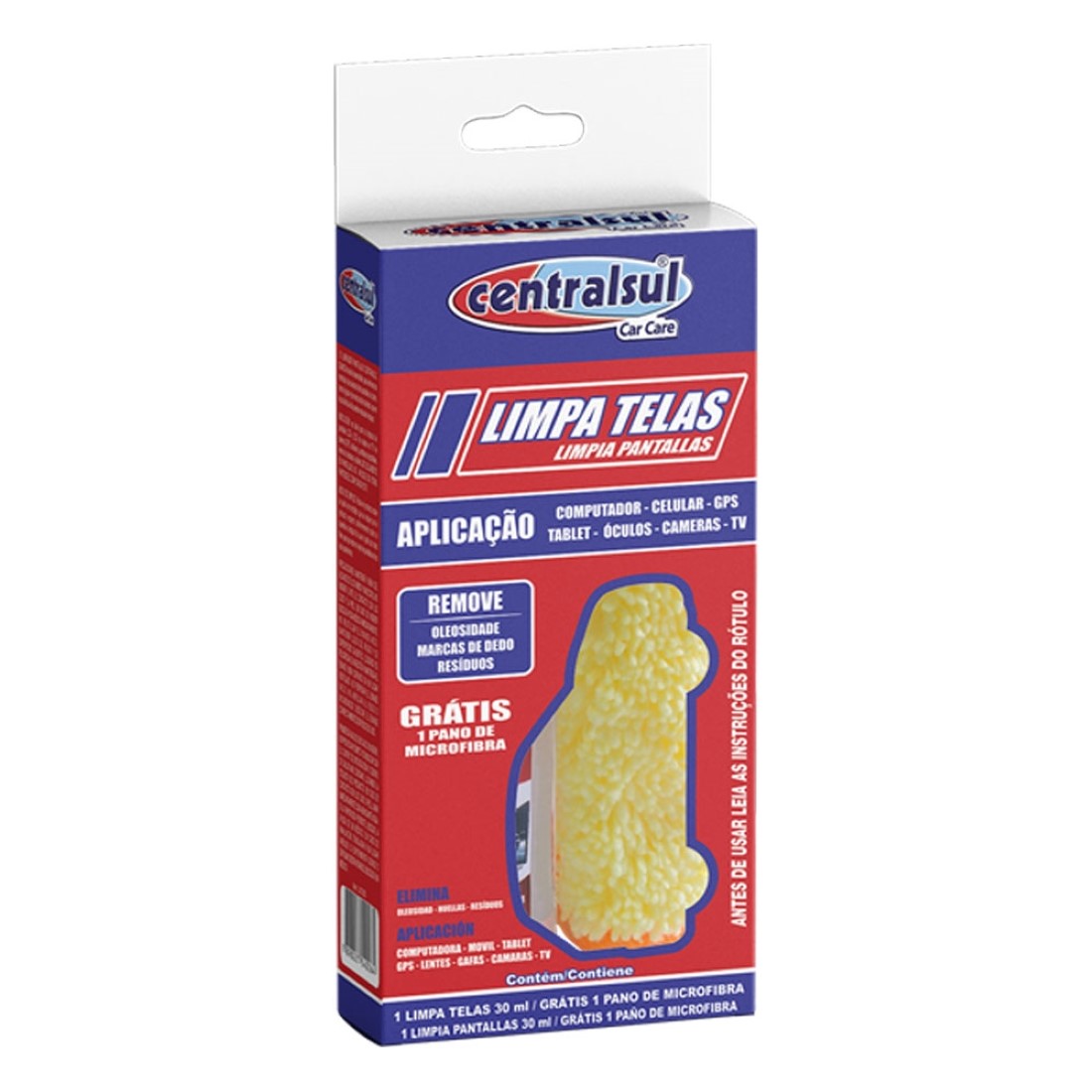 LIMPA TELAS CENTRALSUL PANO MICROFIBRA 30ML