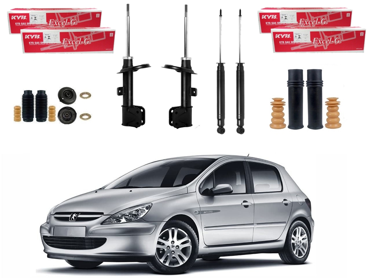  KIT AMORTECEDOR DIANTEIRO TRASEIRO KAYABA PEUGEOT 307 1.6 2.0 2002 A 2006