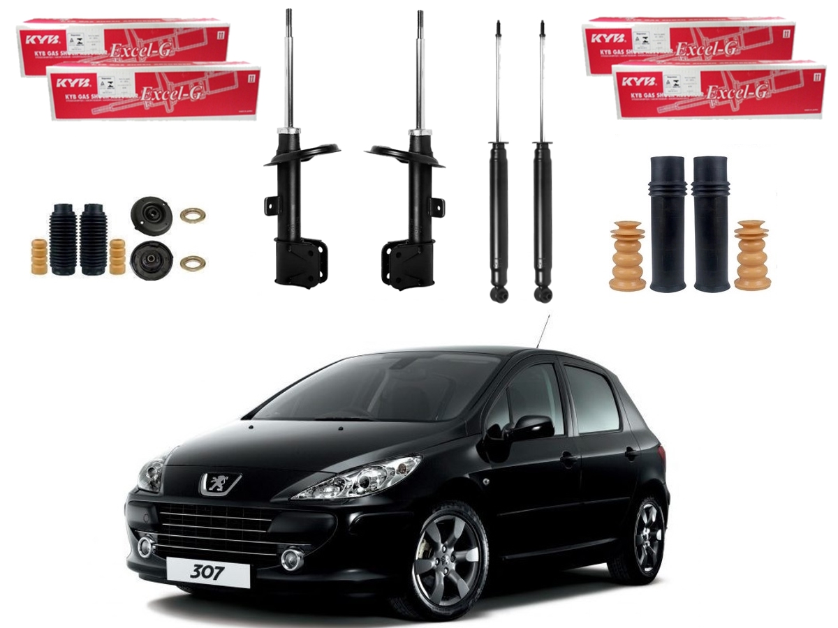  KIT AMORTECEDOR DIANTEIRO TRASEIRO KAYABA PEUGEOT 307 1.6 2.0 2006 A 2012