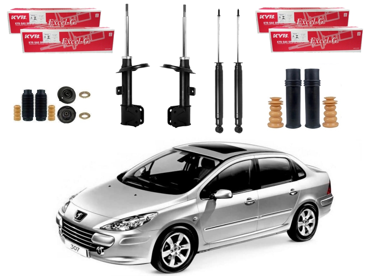  KIT AMORTECEDOR DIANTEIRO TRASEIRO KAYABA PEUGEOT 307 SEDAN 1.6 2.0 2007 A 2012