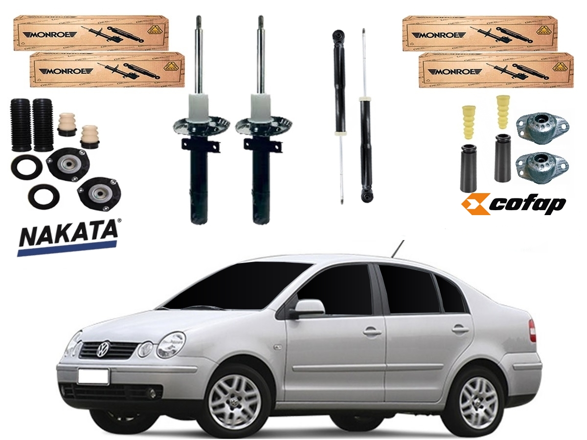  KIT AMORTECEDOR DIANTEIRO TRASEIRO MONROE VOLKSWAGEN POLO SEDAN 1.6 2.0 2005 A 2007