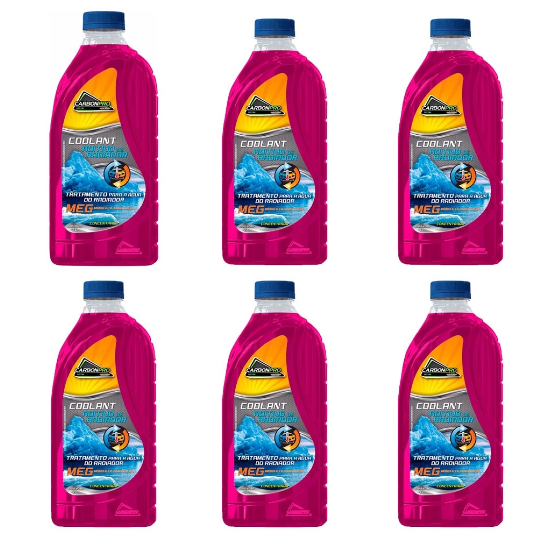  KIT 6 ADITIVO RADIADOR COOLANT ROSA AUTOSHINE CARBONPRO